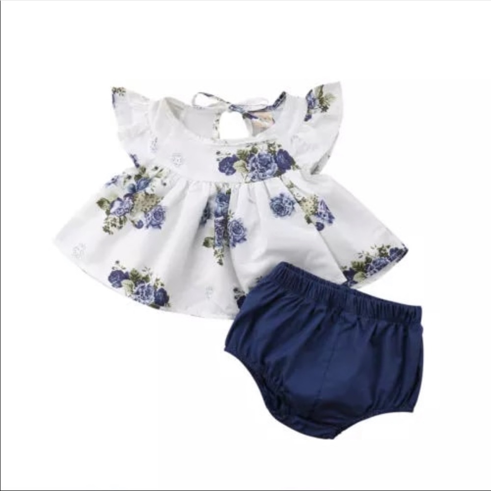 2 pc Girls Floral Bloomies Set 3 mth